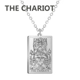 Stainless steel Dawapara Tarot Cards necklace featuring Major Arcana symbols, divination charm jewelry for women.