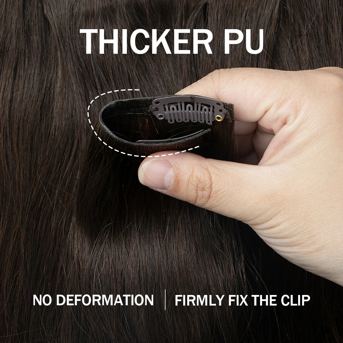 HSF Marketplace invisible PU weft clip-in human hair extensions, 7-piece silk straight Remy hair set 12–24 inches