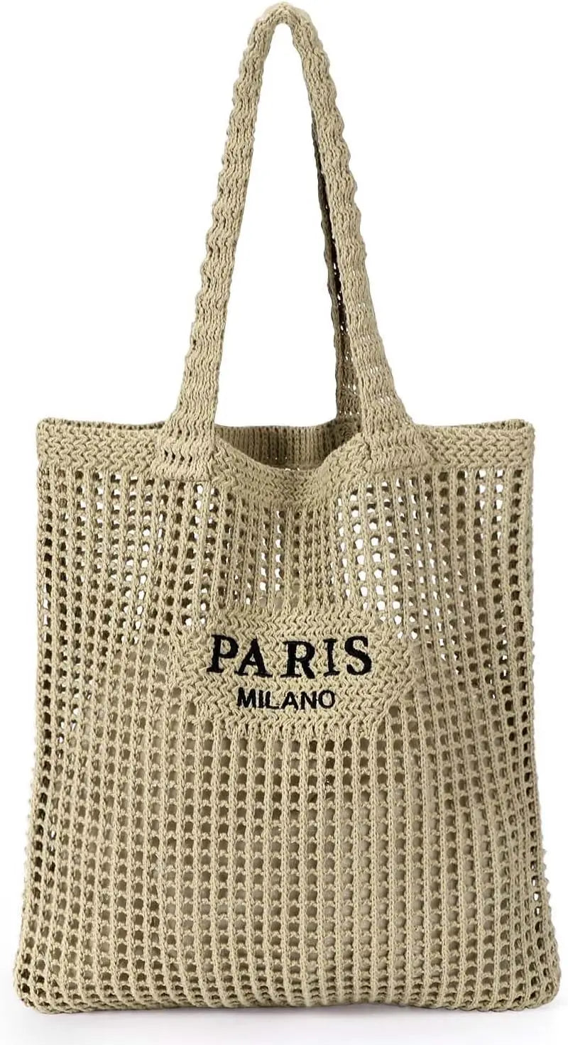 Crochet tote bag for women, stylish summer beach accessory in a natural woven design
