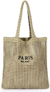 Crochet tote bag for women, stylish summer beach accessory in a natural woven design