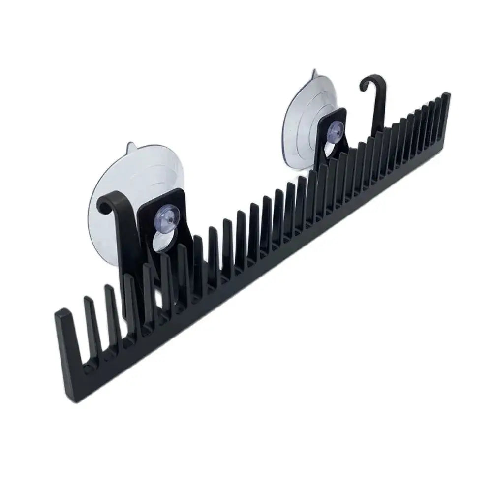 Lightweight HSF Marketplace hair extension holder and wig stand for salon, displaying hair extensions and wigs.