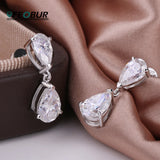 Moissanite waterdrop drop earrings in 925 sterling silver, featuring sparkling teardrop stones