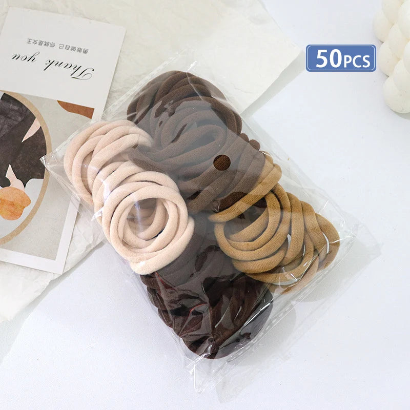 50/100Pcs Mixed Color Hair Rubber Bands,Women High Elastic Hair Ties,Korean Ponytail Holders,No Damage Hair Headbands