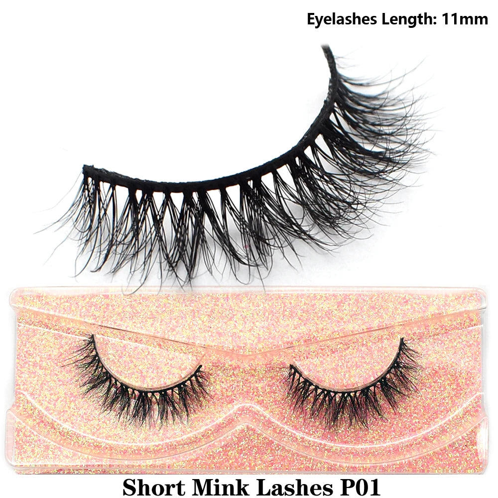 3D real mink false eyelashes, fluffy wispy short clusters by HSF Marketplace