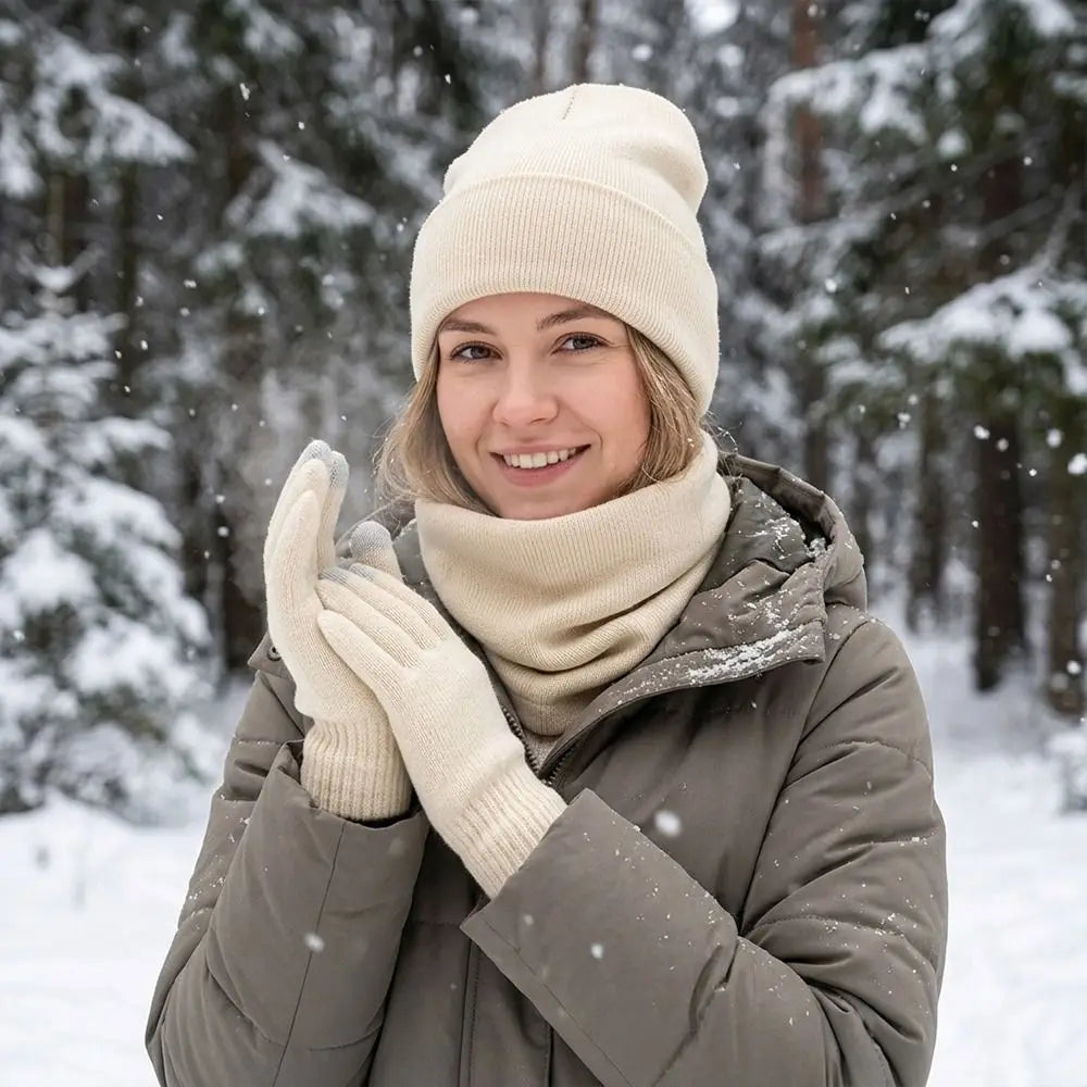 Warm knit beanie, scarf and gloves set for men and women by HSF Marketplace