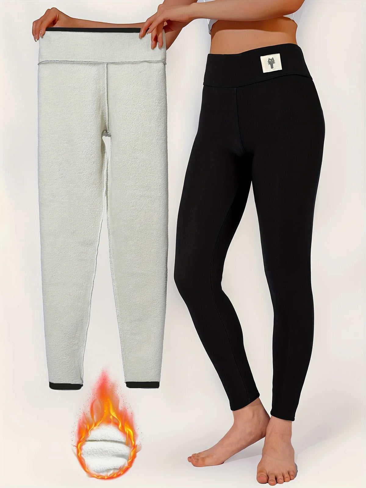 HSF Marketplace women's winter fleece leggings, high-waist lamb cashmere joggers with warm velvet lining