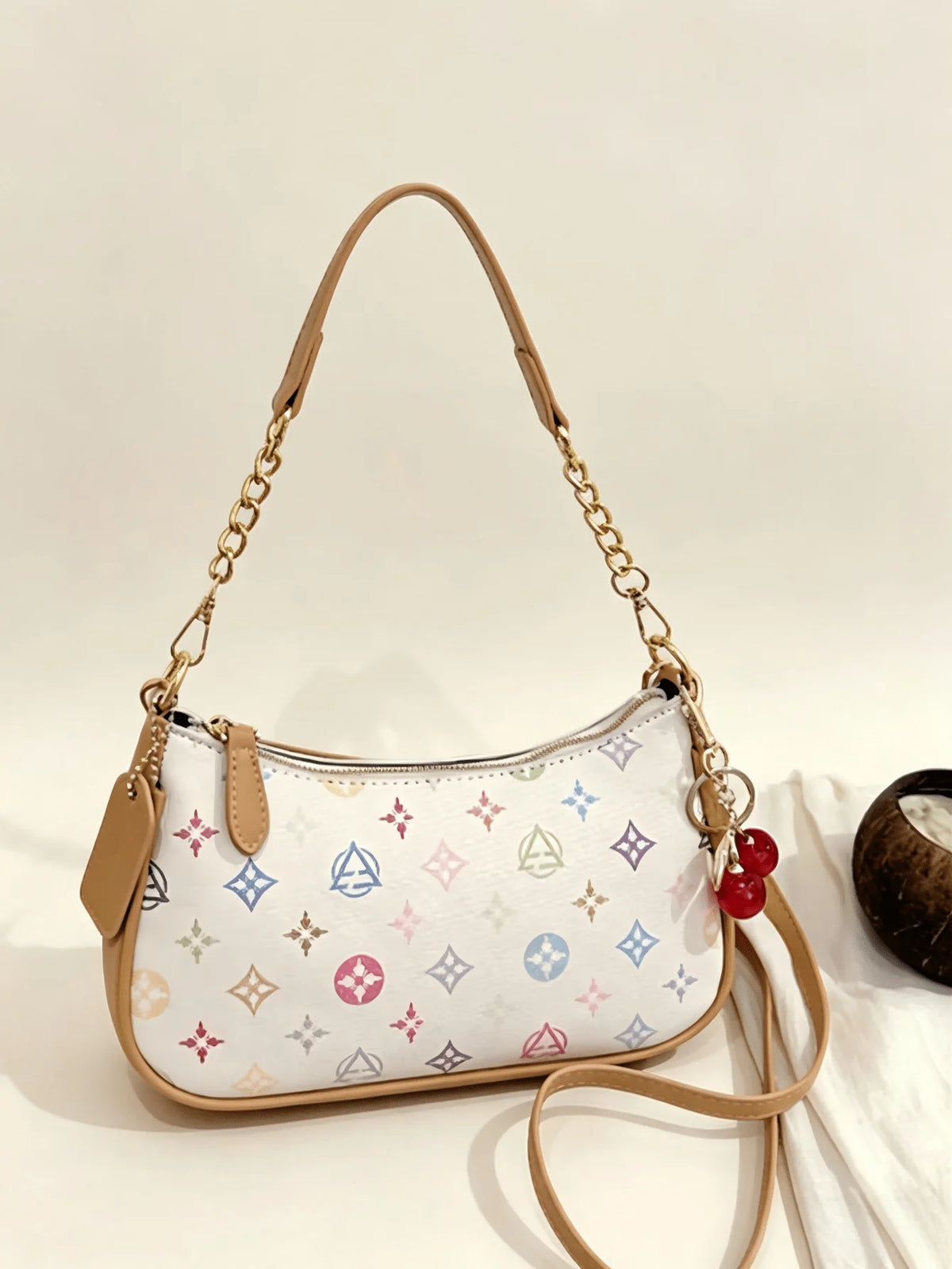Pink star letter crescent shoulder bag by HSF Marketplace for women
