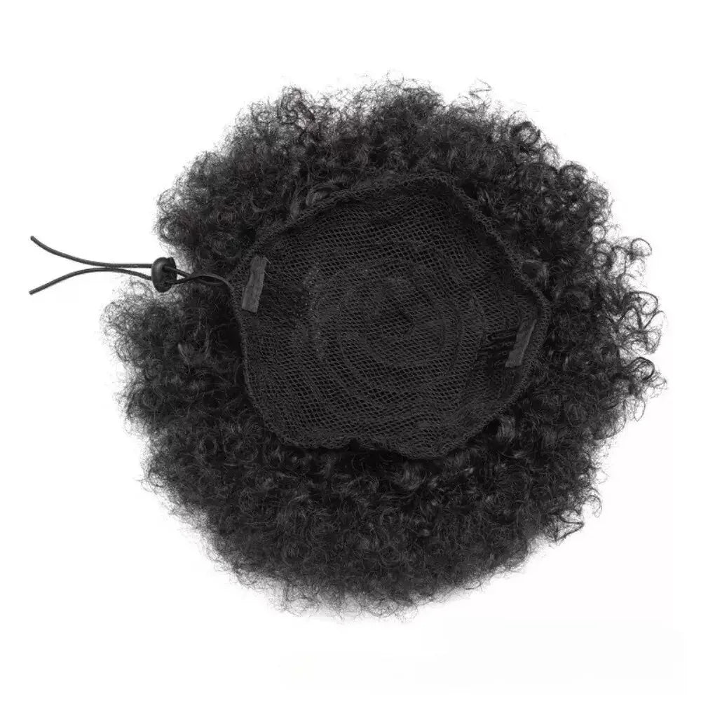 Afro kinky curly drawstring ponytail virgin human hair extension in natural color by HSF Marketplace