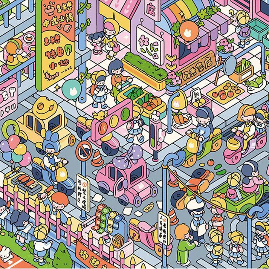 Kawaii 3D city scenery stickers by HSF Marketplace for DIY decor and gifts