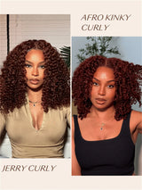 Reddish brown curly glueless human hair wig by HSF Marketplace