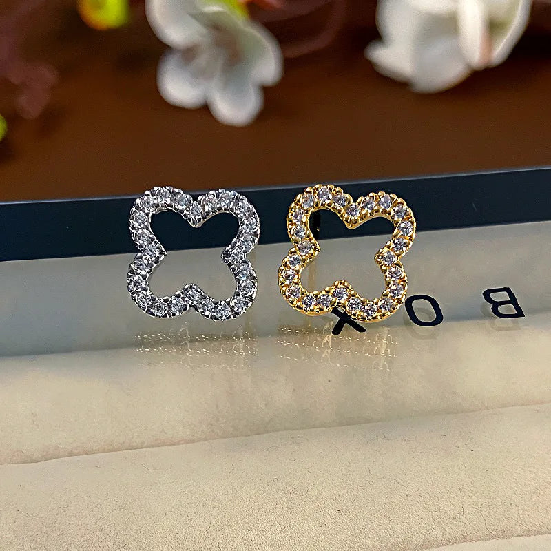Simple hollow four-leaf clover earrings for women, trendy 2025 jewelry by HSF Marketplace