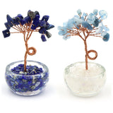 Lucky Money Tree Natural Crystals Aquamarine Fortune Feng Shui Reiki Healing Lapis Lazuli Tree of Life Home Decor Birthday Gifts