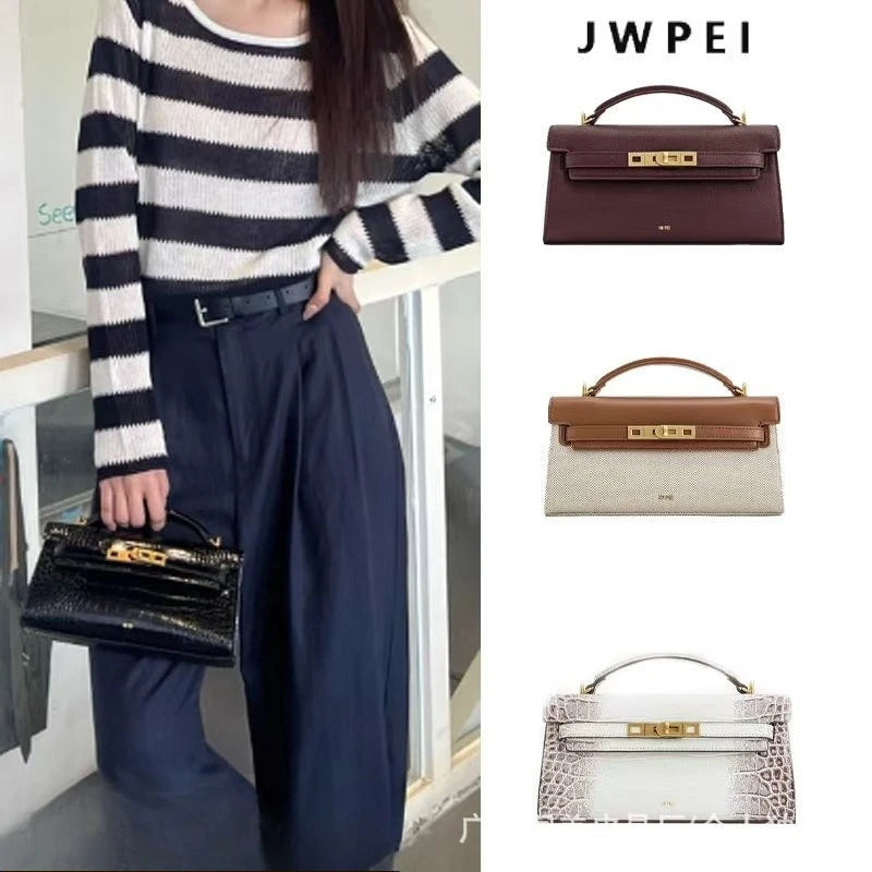 Leather JW PEI handbag with crocodile pattern, new high-end crossbody bag for women, stylish and elegant accessory.