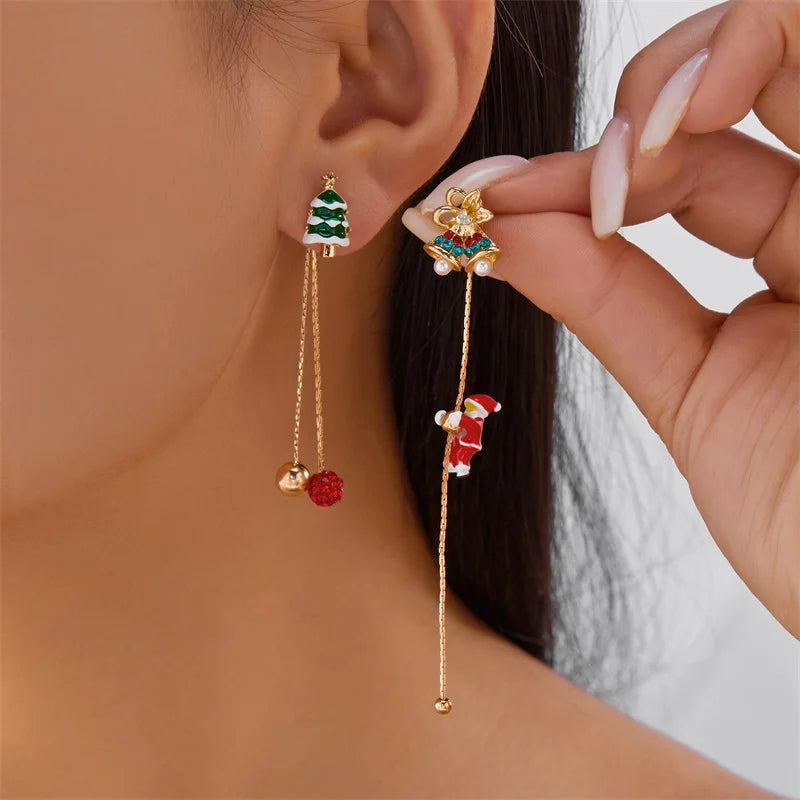 Moving Santa Claus tassel dangle earrings for festive style by HSF Marketplace