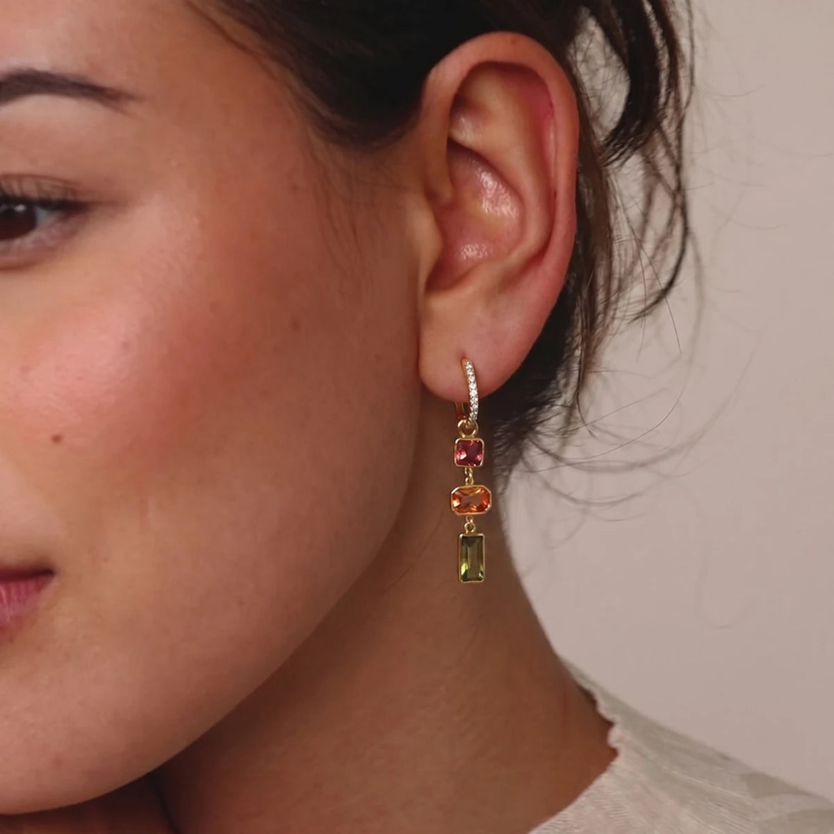 Multicolor geometric drop earrings with 18K gold plating by HSF Marketplace