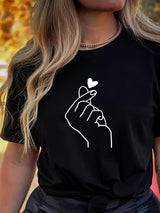 Women's cute heart print crew neck T-shirt by HSF Marketplace