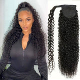 Water Wave Ponytail Extensions Human Hair Wrap Around Corn Wave Pony Magic Paste Brazilian Human Hair Extensions for Women