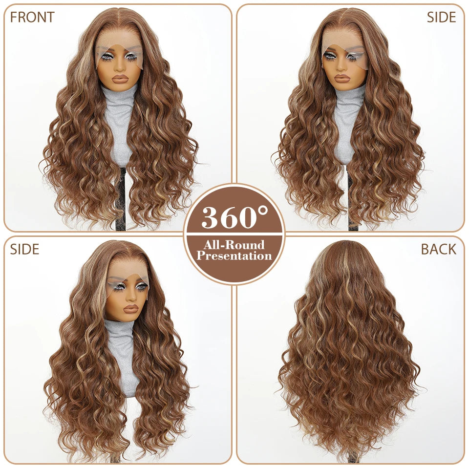 30 Inch Synthetic And Blend Lace Wigs For Women Body Wave Women Wigs 13x6 HD Lace Frontal Wigs With Baby Hair For African Female