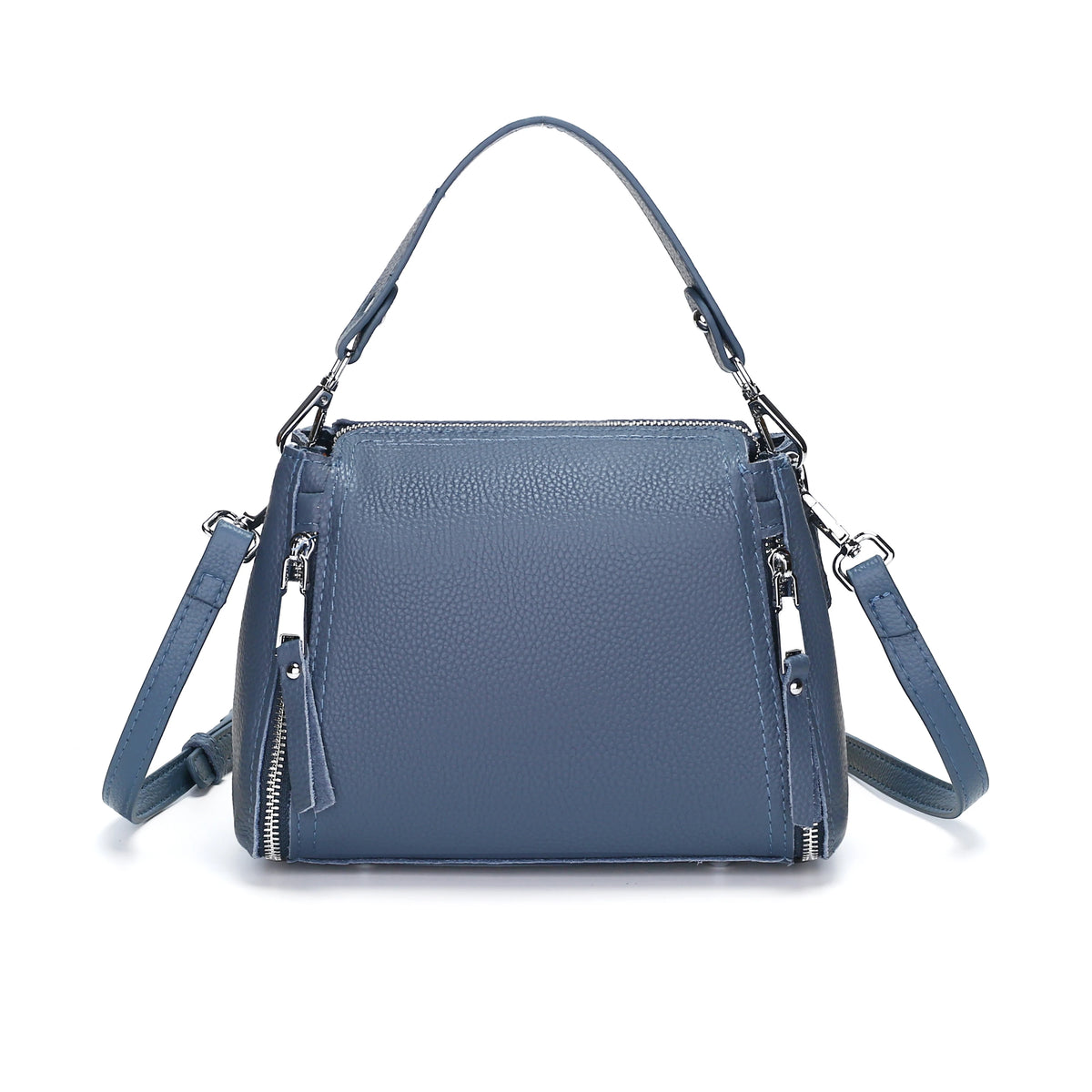 Luxury genuine leather women's messenger handbag with high capacity, crossbody design, and shoulder strap in classic cowhide style.
