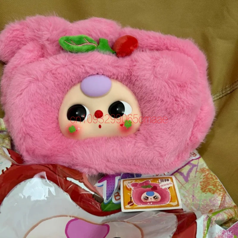 HSF Marketplace New Baby Three plush handbag blind box, kawaii vinyl fruit-themed collectible storage bag