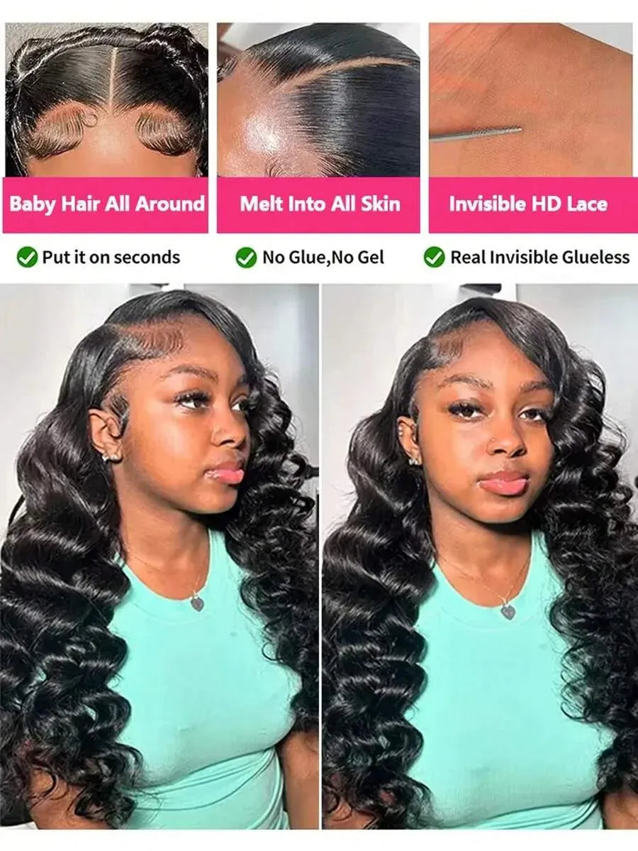 40 42 Inch HD Loose Deep Wave 13x6 Lace Front Human Hair Wig Brazilian Curly Water Wavy 13x4 Lace Frontal Wig for Women