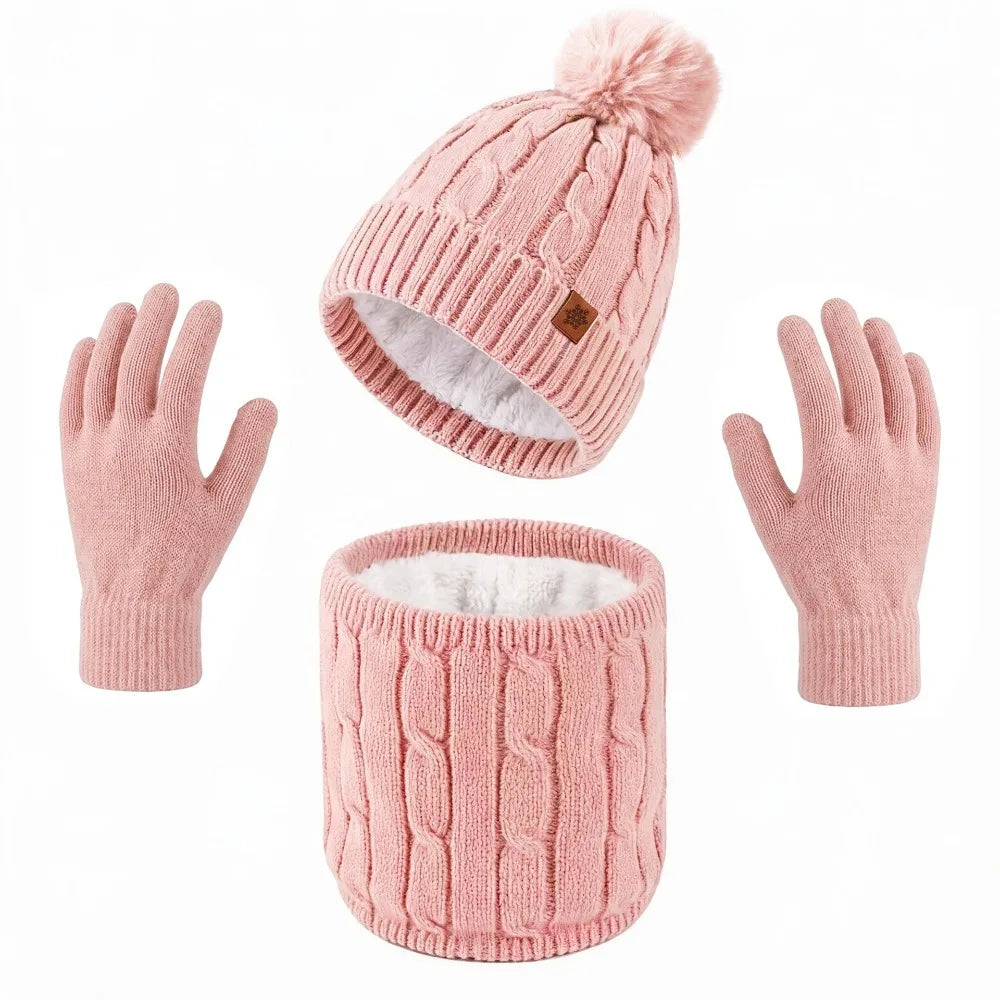 Warm winter hat, scarf and gloves set for men and women by HSF Marketplace
