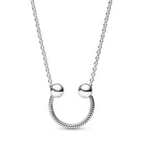 Silver heart pendant necklace with zircon accents, featuring a circle design, perfect for women's jewelry and DIY charm beads.