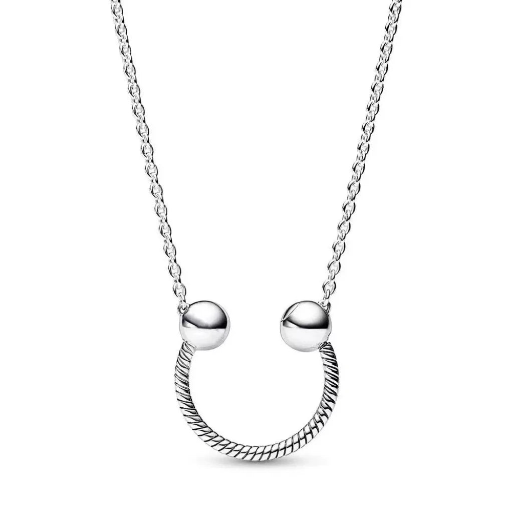 Silver heart pendant necklace with zircon accents, featuring a circle design, perfect for women's jewelry and DIY charm beads.