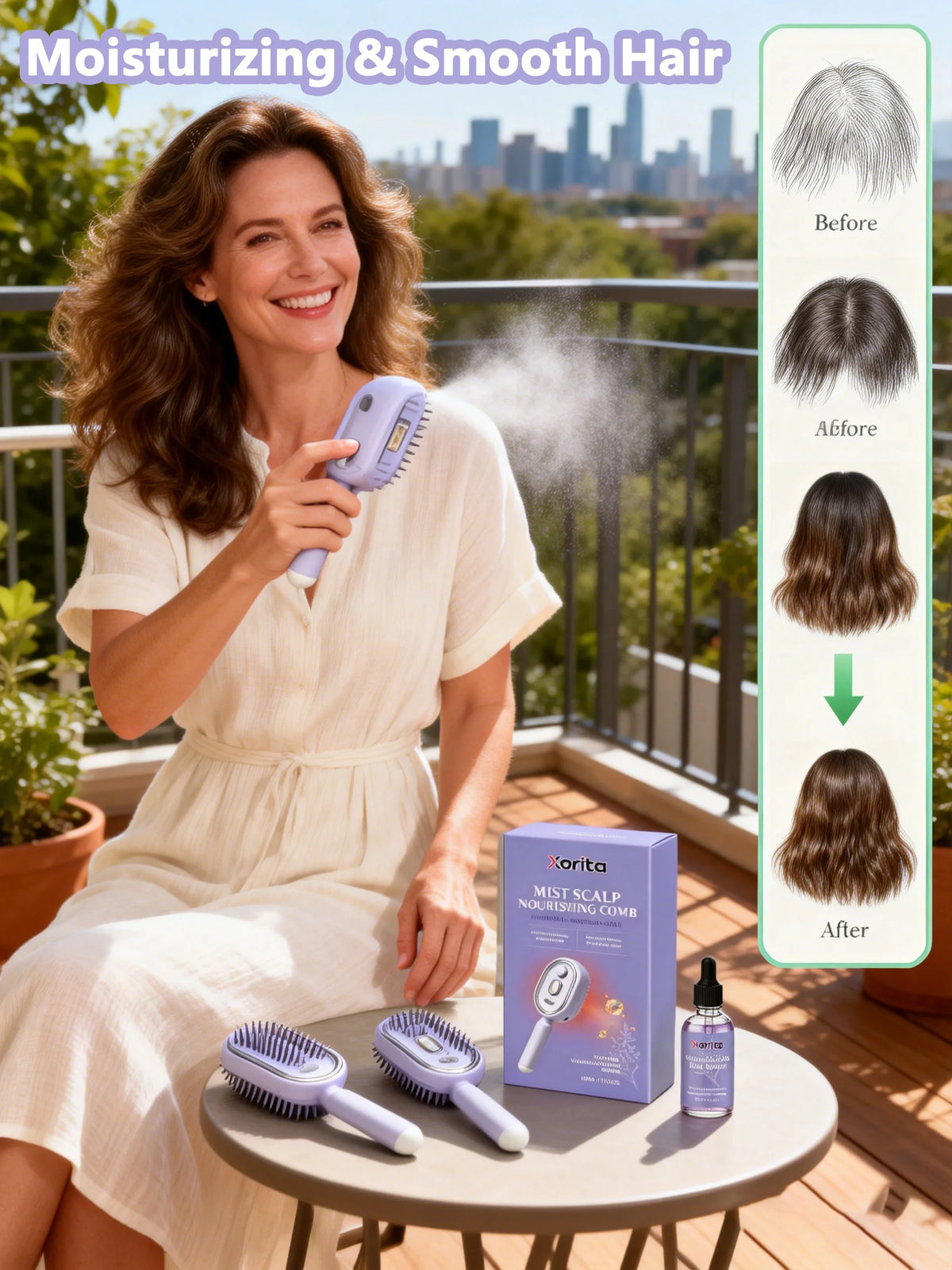 Electric spray hair brush by HSF Marketplace with misting water spray, anti-static, anti-frizz, retractable steam massage comb for styling