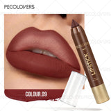 Brown matte lip liner crayon by HSF, smooth highly pigmented cosmetic pencil for precise lip definition