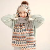 Warm Japanese knit set with hat, scarf and gloves for women by HSF Marketplace