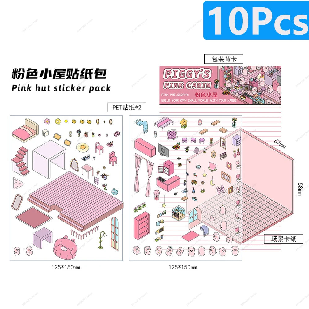 3D landscaping stickers for miniature scenes by HSF Marketplace, featuring detailed garden and outdoor elements
