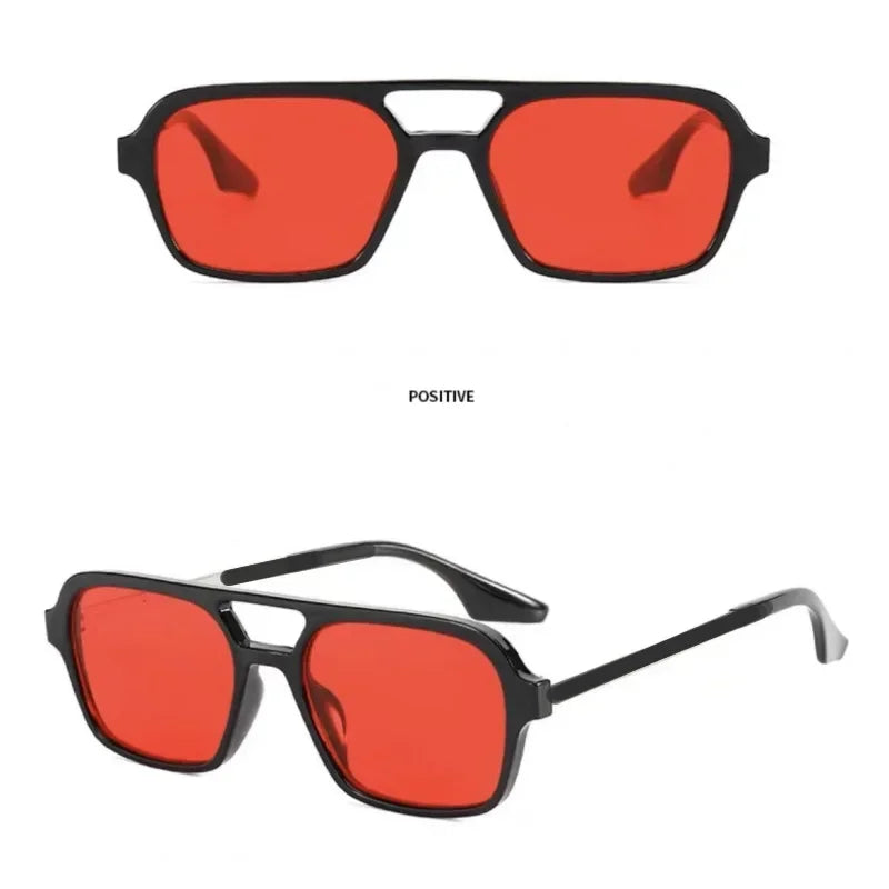 Square big frame sunglasses for men and women by HSF Marketplace with lightweight black and yellow UV-protection lenses.