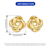 Orstarry S925 sterling silver 18k gold classic knot stud earrings for women, close-up view