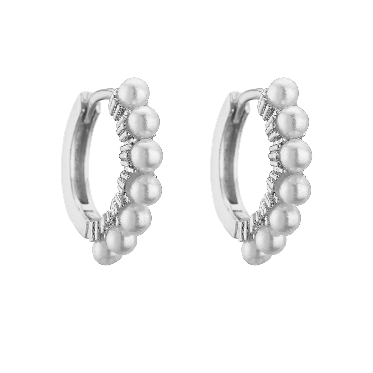 Elegant pearl hoop earrings for women with simple CZ detailing, HSF Marketplace jewelry