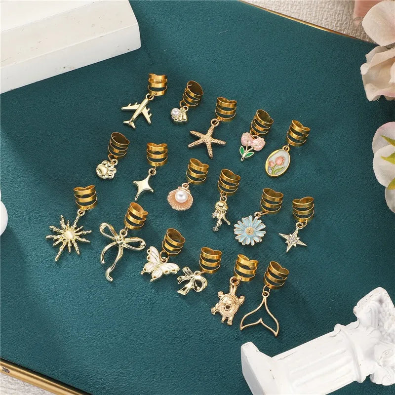 Stars tulip alloy hair jewelry for braids, decorative hair styling accessory by HSF Marketplace