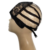 Beige 5PCS Medium Black Wig Making Cap Top Stretch Plastic Weaving Cap with Adjustable Strap for Making Wigs