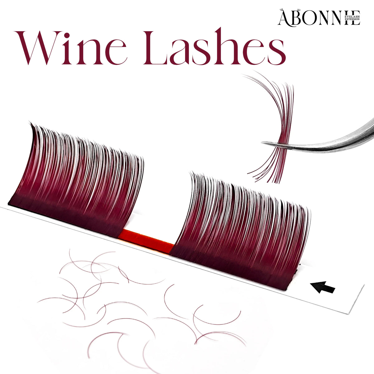 Burgundy individual false eyelashes by HSF Marketplace for a bold look