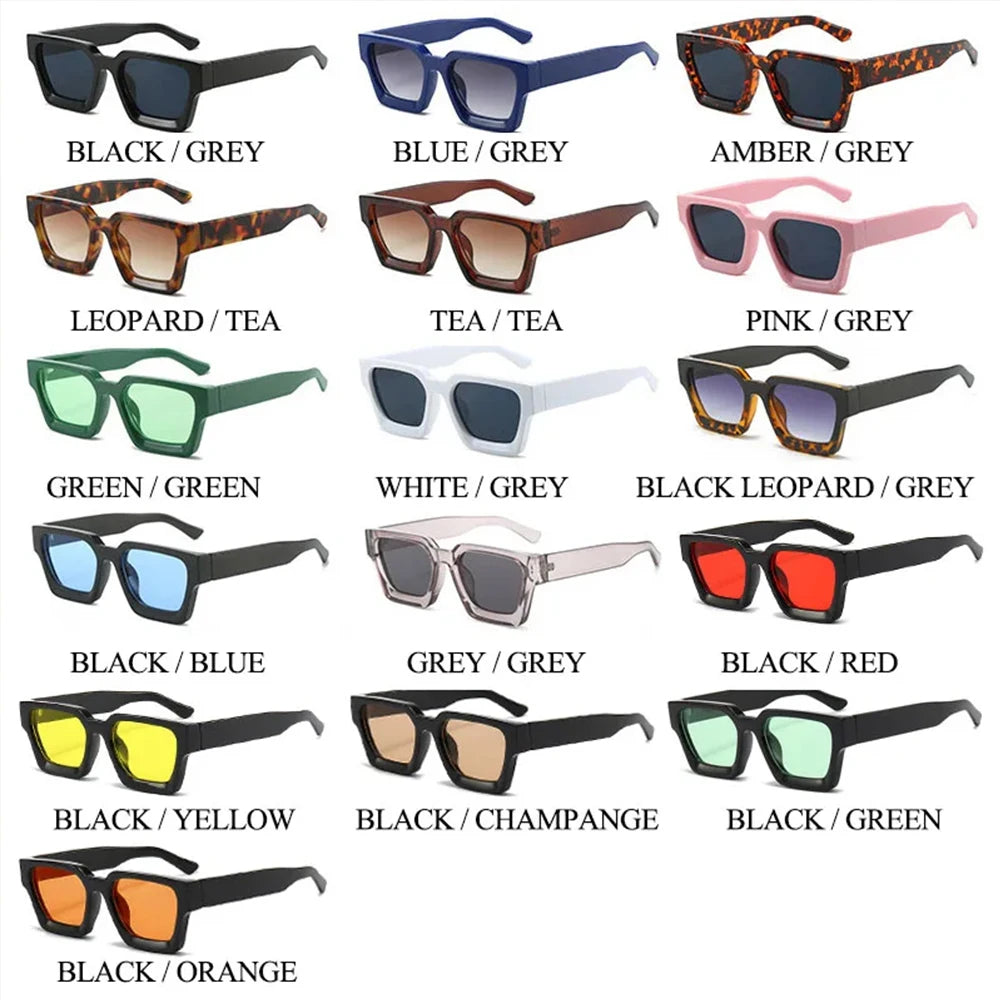 Luxury green square sunglasses for women and men from HSF Marketplace, retro style with UV400 protection and designer branding.