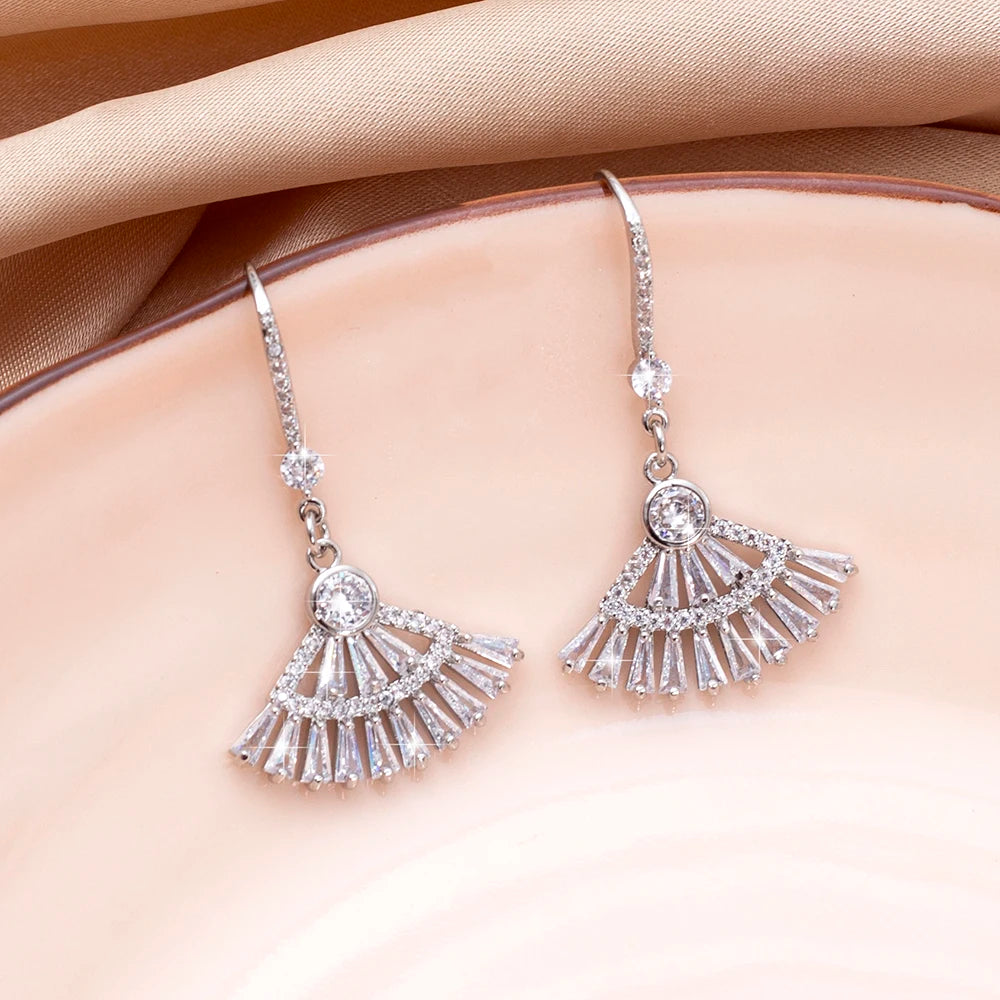 Women's Full Zircon Tassel Earrings Dangle Green Vintage Style Luxury Wedding Jewelry Christmas Valentine's Day Gift Accessories