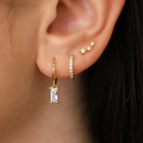 3 pairs of zircon little huggies hoop earrings in stainless steel, delicate cartilage piercing jewelry set for women