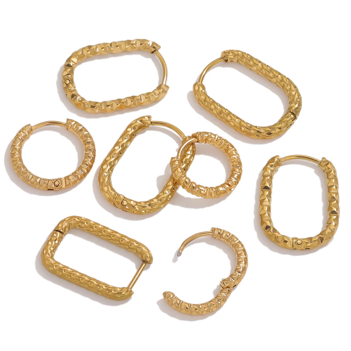 6PCS stainless steel textured hoop earrings by HSF Marketplace for DIY jewelry making