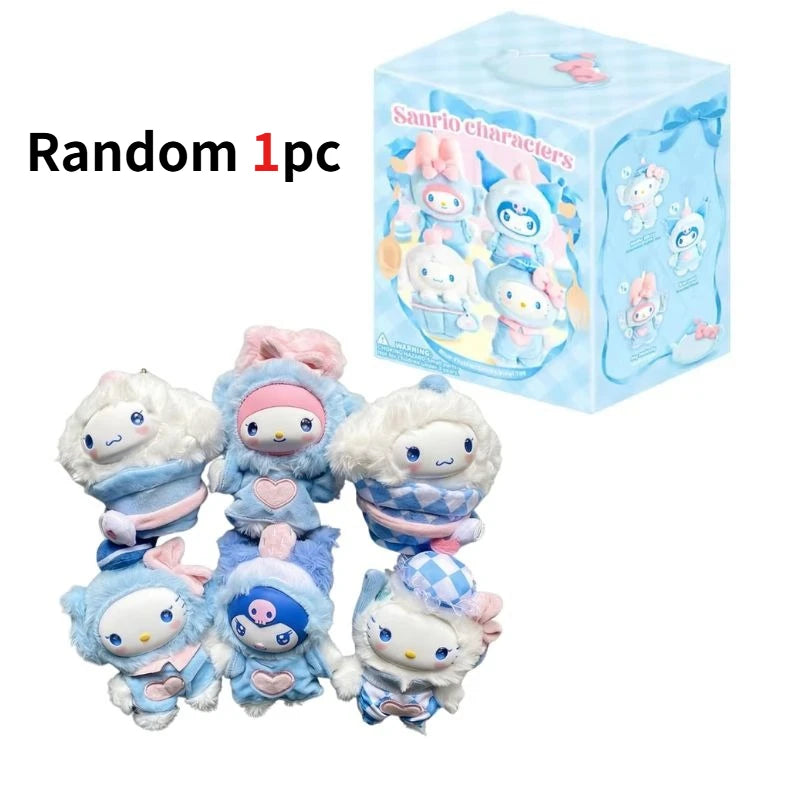 Sanrio Family Fox Island and Blue Flutter vinyl plush blind box featuring Hello Kitty and Kuromi pendants
