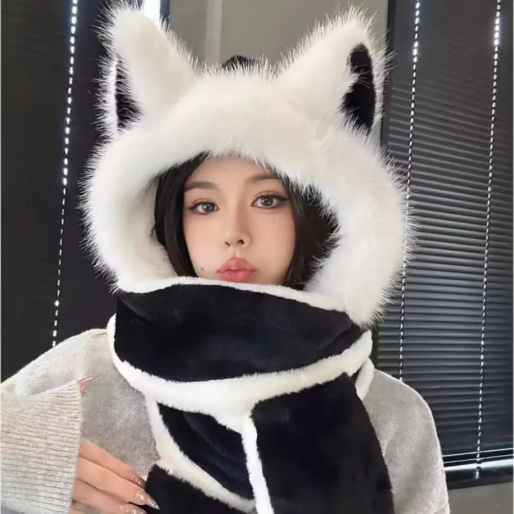 3-in-1 fox ear hat, scarf and gloves winter set by HSF Marketplace