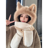 3-in-1 fox ear winter hat, scarf and gloves set for kids, soft warm design by HSF Marketplace