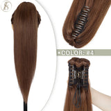 TESS Brazilian human hair claw clip ponytail extension, 14-22 inches, natural black to blonde