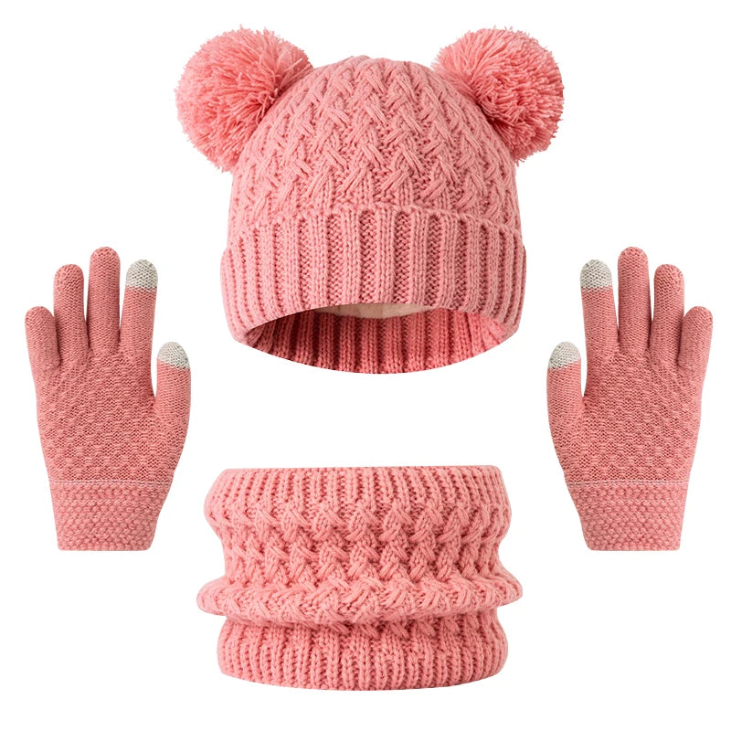 Children's winter hat, scarf, and glove set with snowflake design by HSF Marketplace