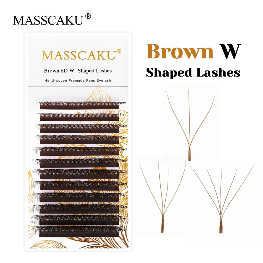 Premium 3D 4D 5D brown false eyelash extensions in layered curl design