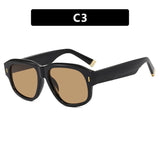 Thick polygonal frame square sunglasses with tortoise shell design and gradient UV lens for men and women, outdoor fashion accessory.