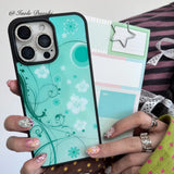 Teal hibiscus floral print phone case by HSF Marketplace for iPhone 11-17 Pro Max